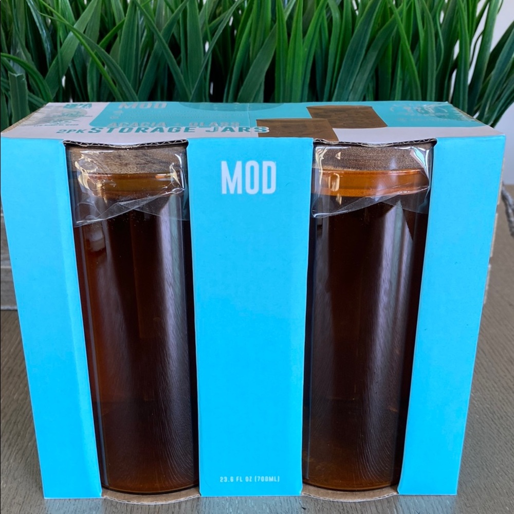 MOD Acacia +Glass 2PK Storage Jars